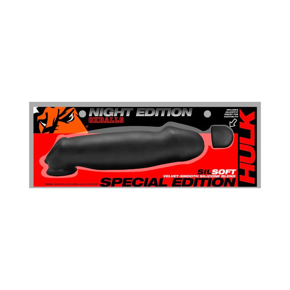 Oxballs Hulk Gargantic Jack-U Texture night edition black silicone cocksheath in special softer silsoft blend
