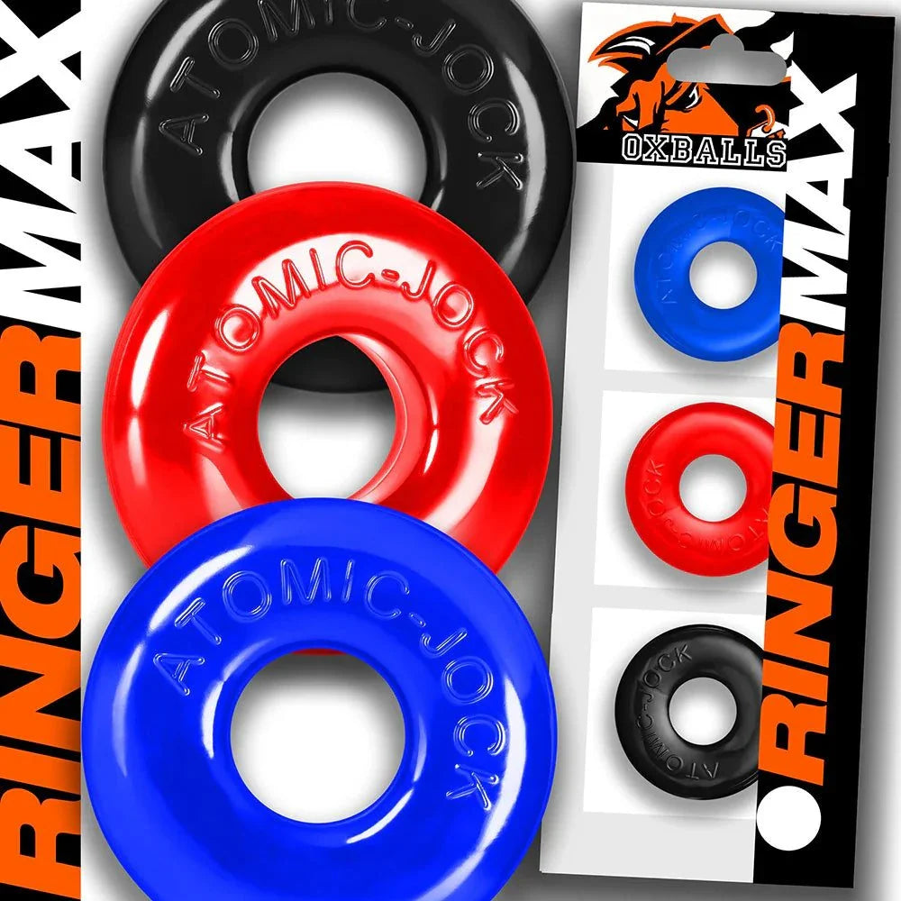 OxBalls Ringer Max 3-pack multi-colored stretchy textured rings for enhanced pleasure and comfort