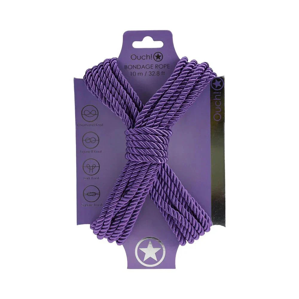 Purple Ouch! Bondage Rope 10m nylon, durable and versatile for restraint play.