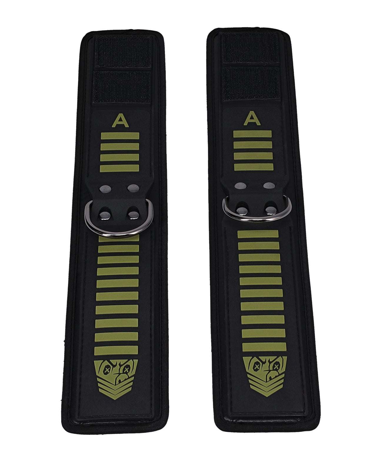 Fort Troff Tactical buckle-free black and green ankle cuffs with Velcro and neoprene lining