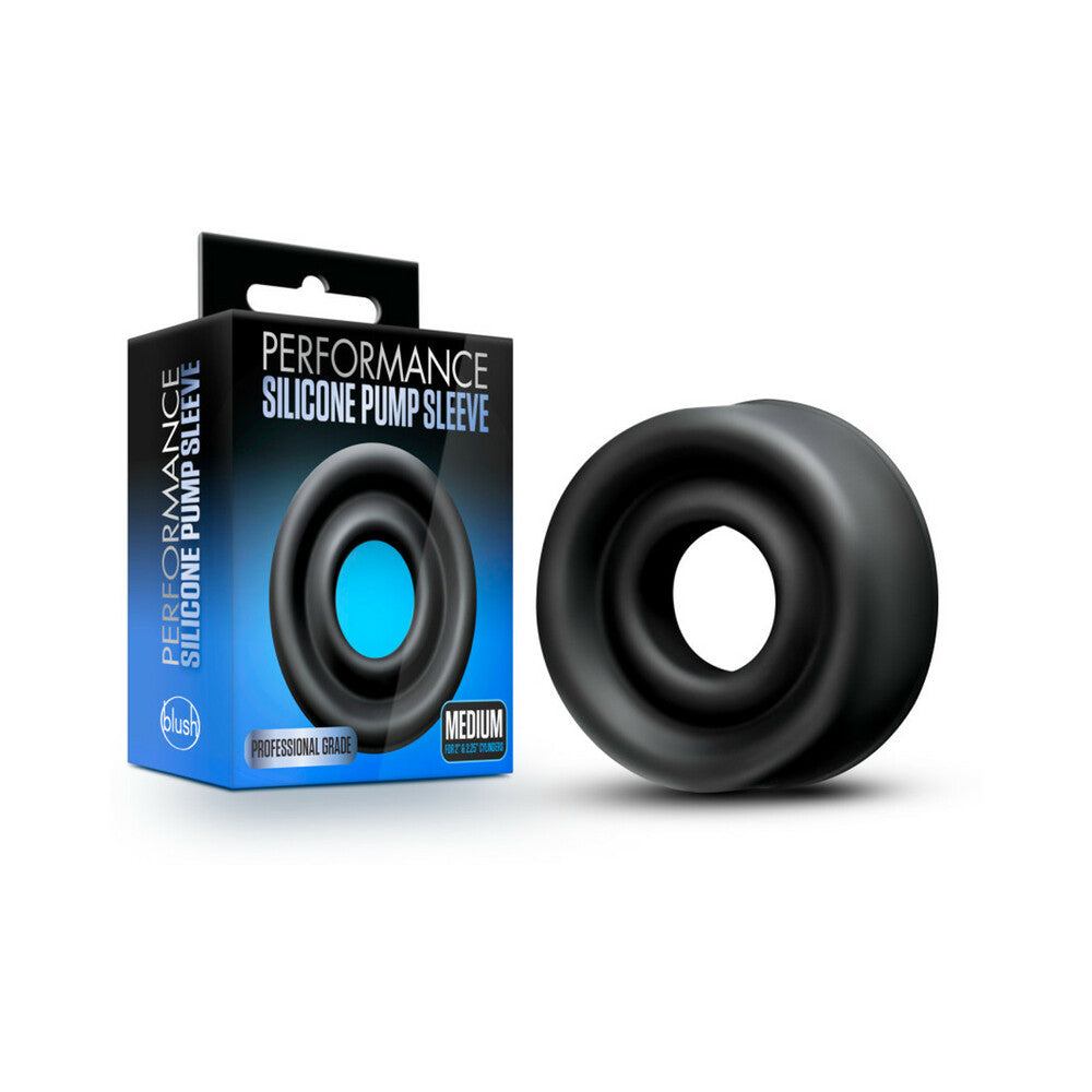 Performance Silicone Pump Sleeve Medium Black with durable, stretchy satin-smooth silicone for secure fit on 2 to 2.5-inch pump cylinders.
