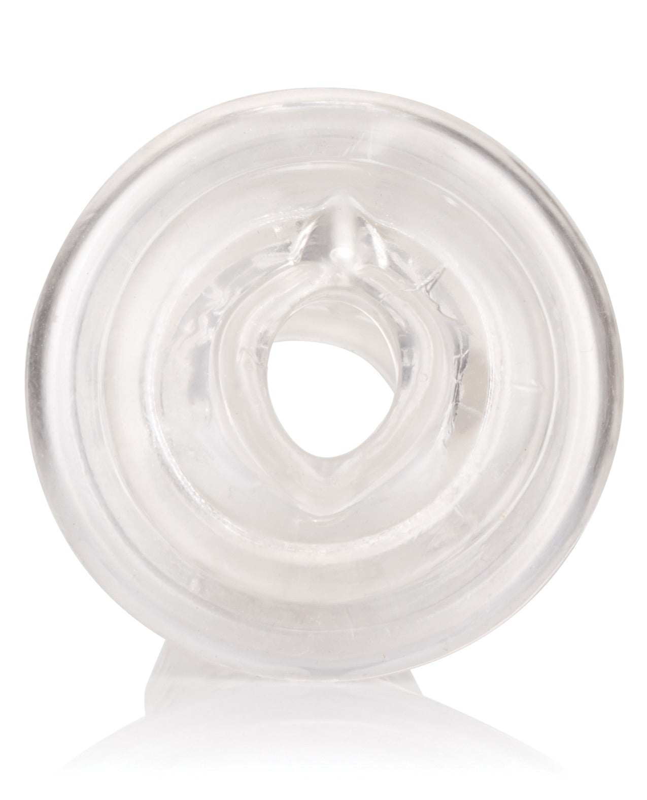 Clear Optimum Series Stroker Pump Sleeve Pussy with mouth-shaped opening for solo pleasure and deep stimulation