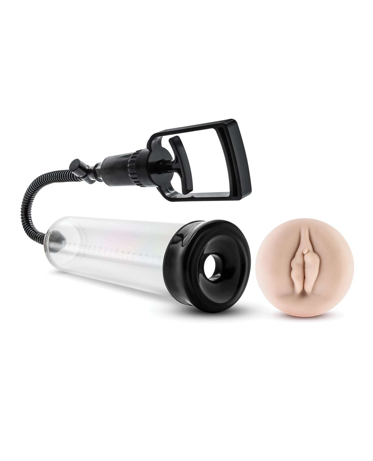 Clear male enhancement pump system with trigger pump and realistic removable sleeve Performance Vx 4