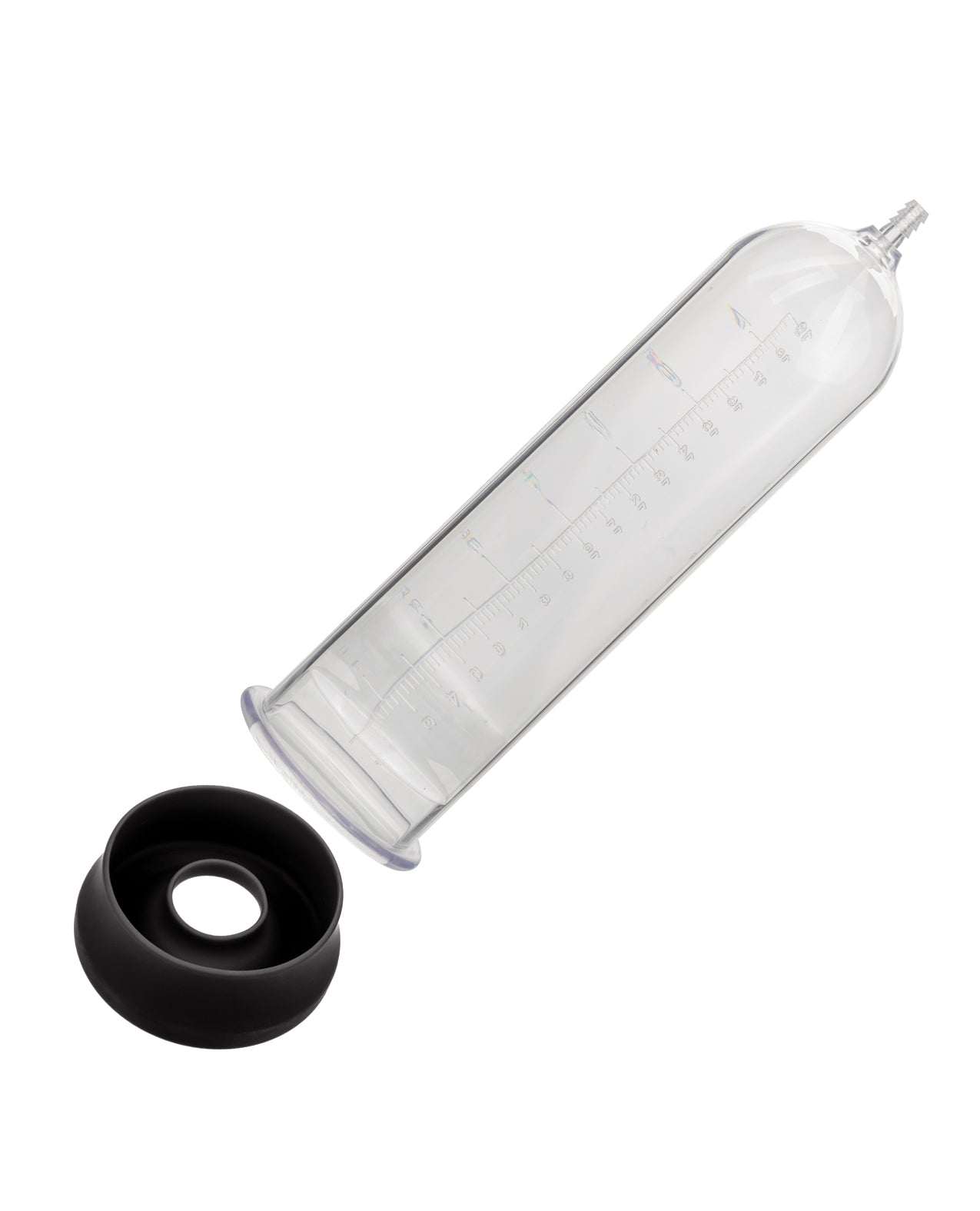 Peak Magnified Gauged Pump System with clear magnified cylinder and black silicone enhancer ring for pressure monitoring and size tracking