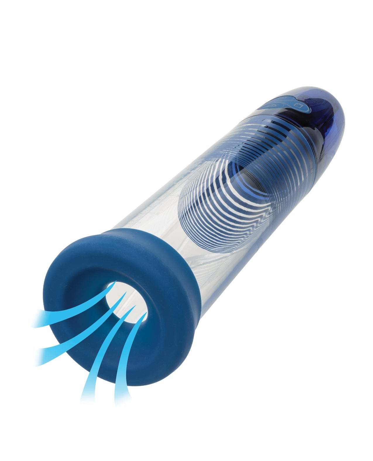 Optimum Series Ultimate Waterproof Smart Pump with clear tapered cylinder and removable silicone donut for enhanced suction and comfort.