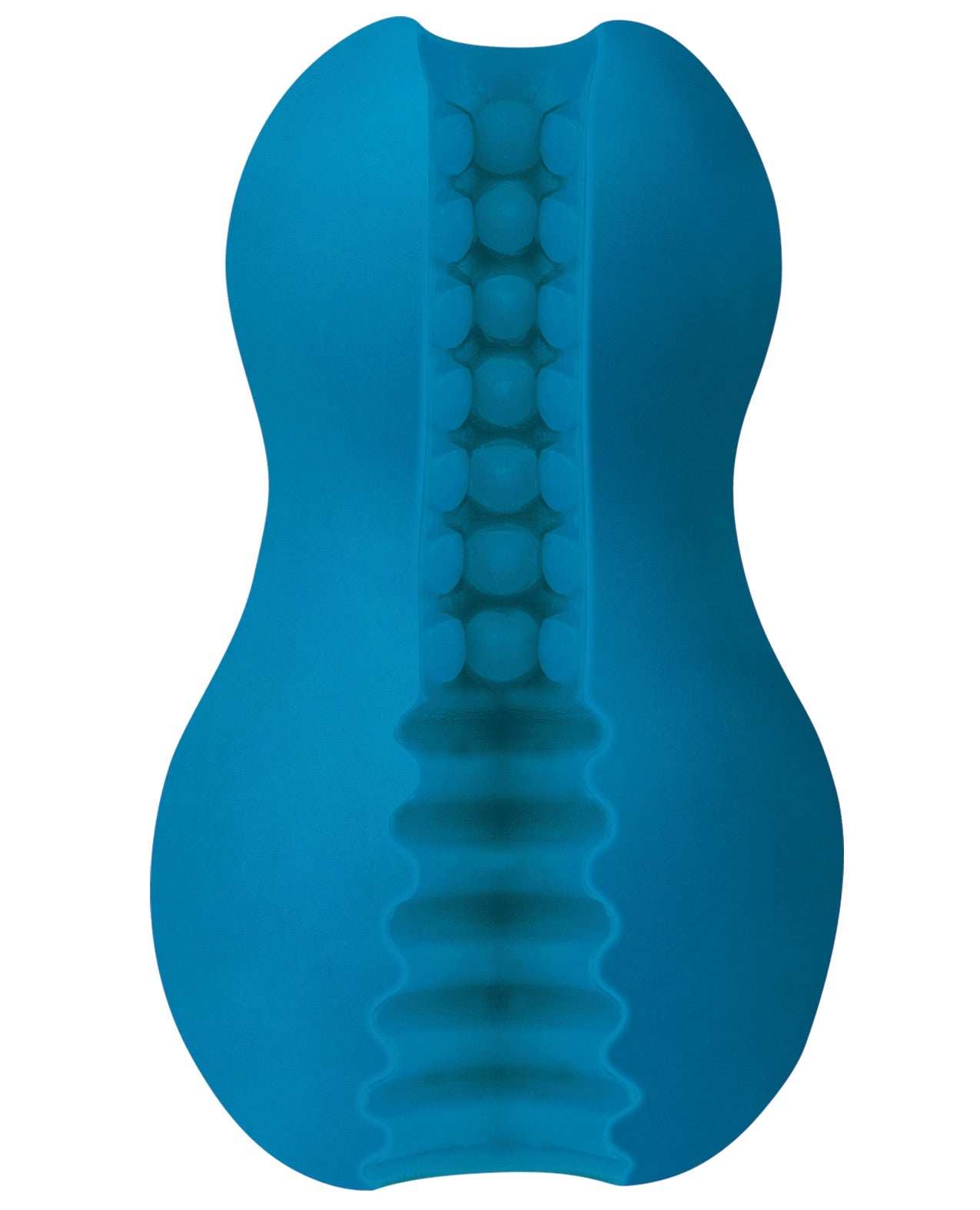 Blue Mood ULTRASKYN Exciter stroker with dual textured tunnels featuring massage beads and ribbed design for varied sensations