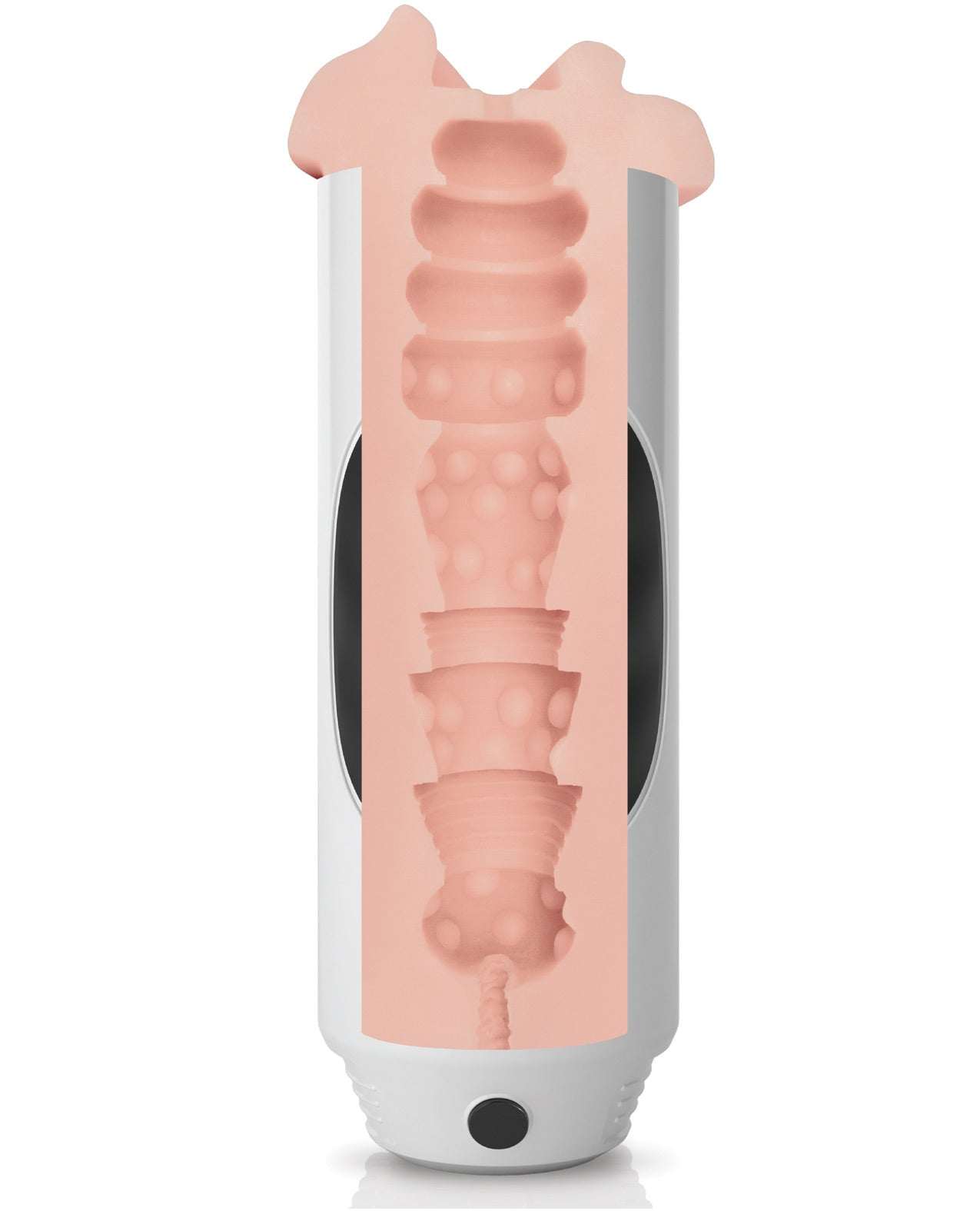 Mega Grip Vibrating Stroker with lifelike Fanta Flesh sleeve, textured interior, and 10 vibration modes for intense stimulation