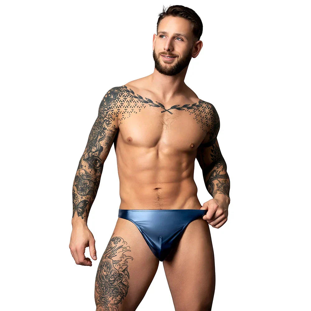 Male Power Liquid Onyx 2.0 Thong Blue L/XL by Apparel