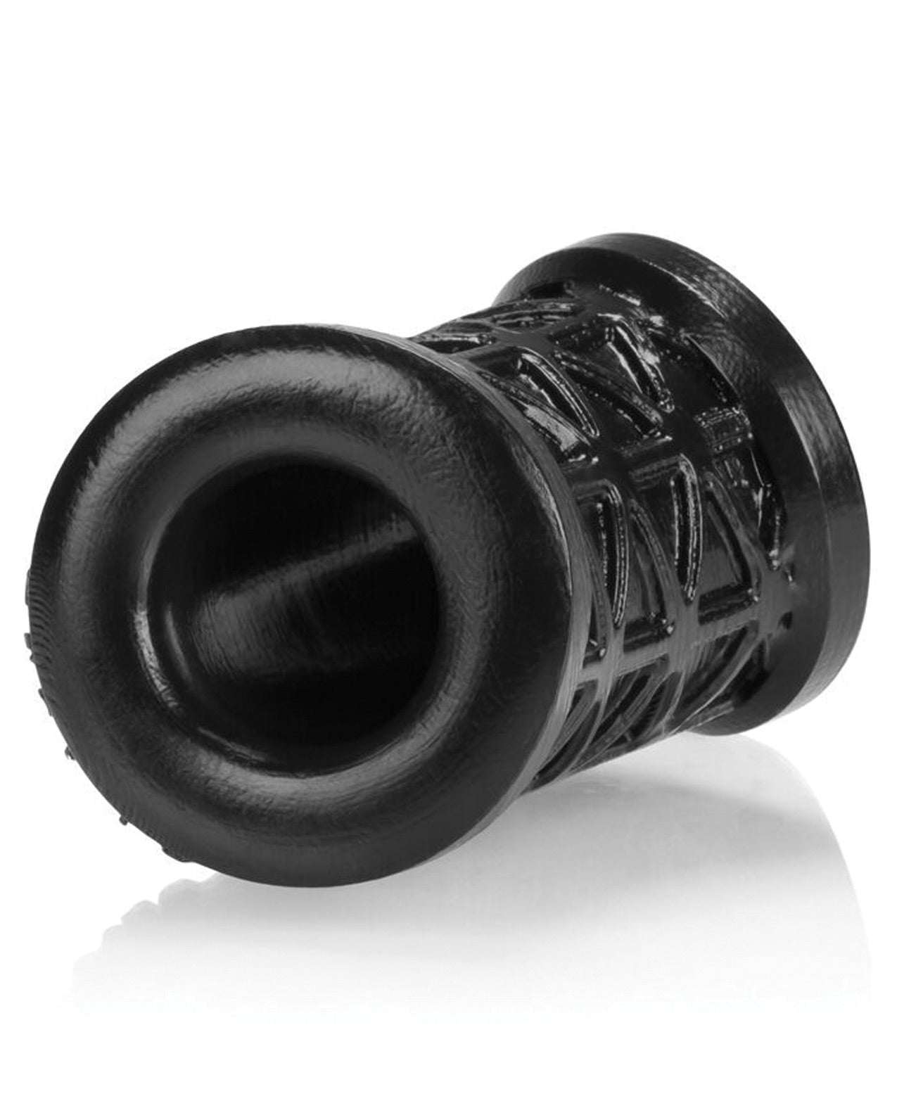 Black Oxballs Morph Ball Stretcher made of textured silicone for comfortable sack extension up to 3 inches
