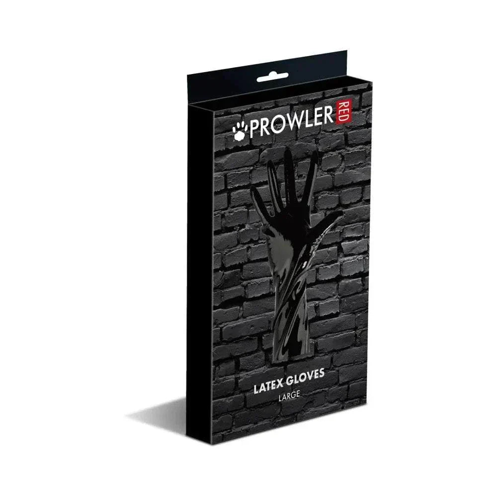 Prowler RED Latex Gloves Black L by Bondage & Fetish Toys