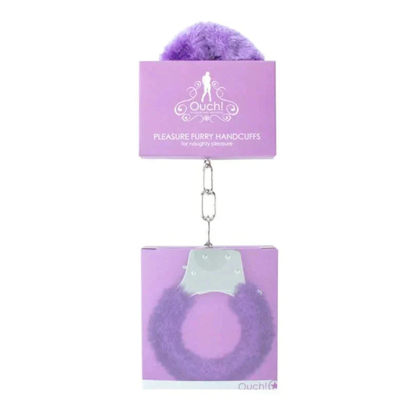 Ouch! Pleasure Furry Handcuffs With Quick-Release Purple by Bondage & Fetish Toys