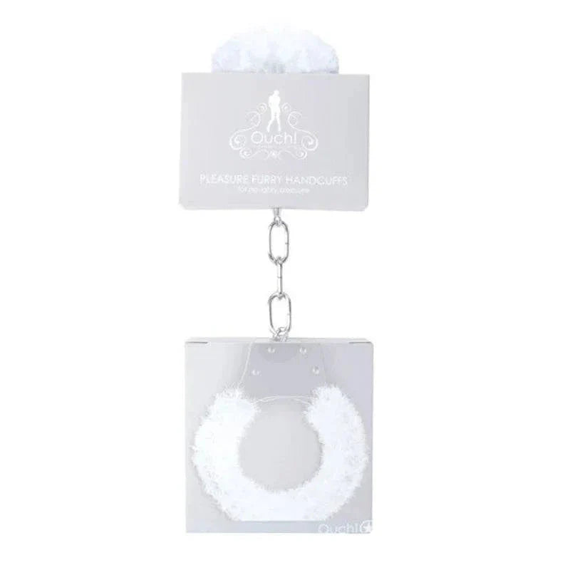 Ouch! Pleasure Furry Handcuffs With Quick-Release White by Bondage & Fetish Toys