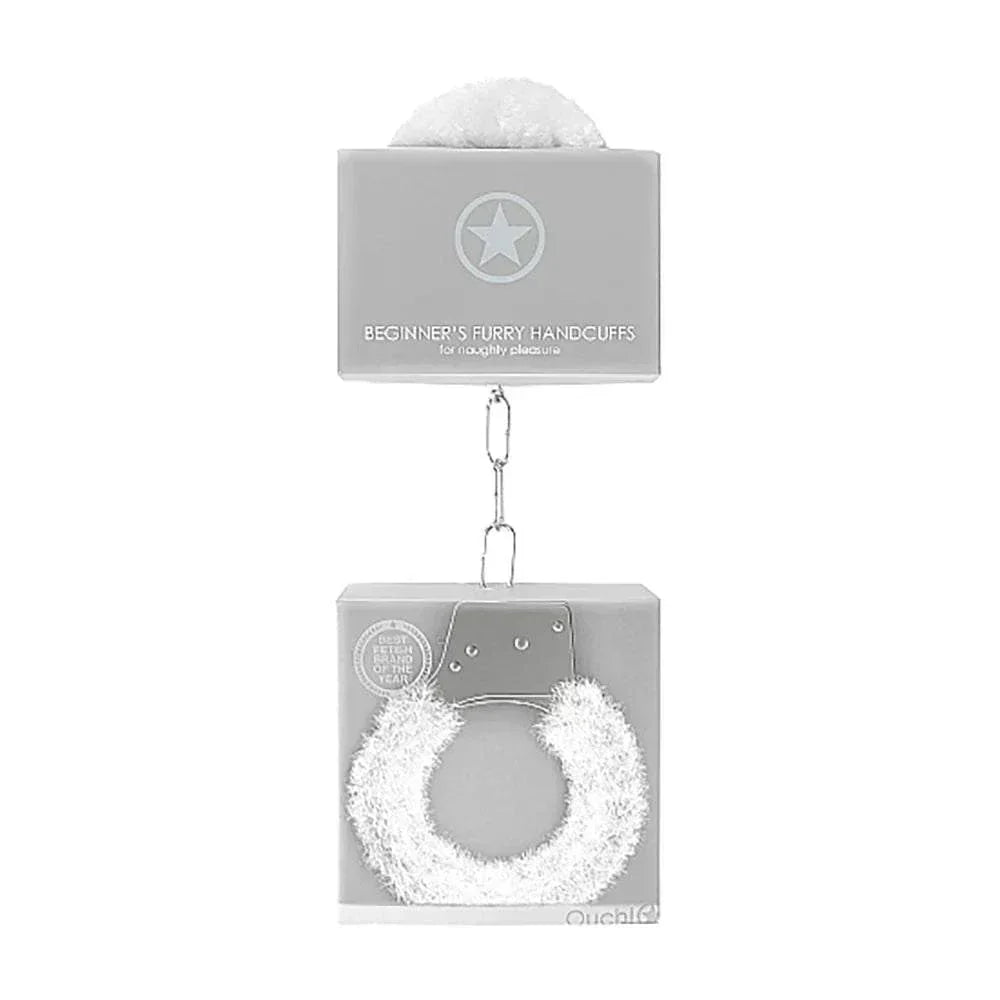 Ouch Beginner's Furry Handcuffs with soft faux fur and quick-release for comfortable beginner restraint and playful intimate use