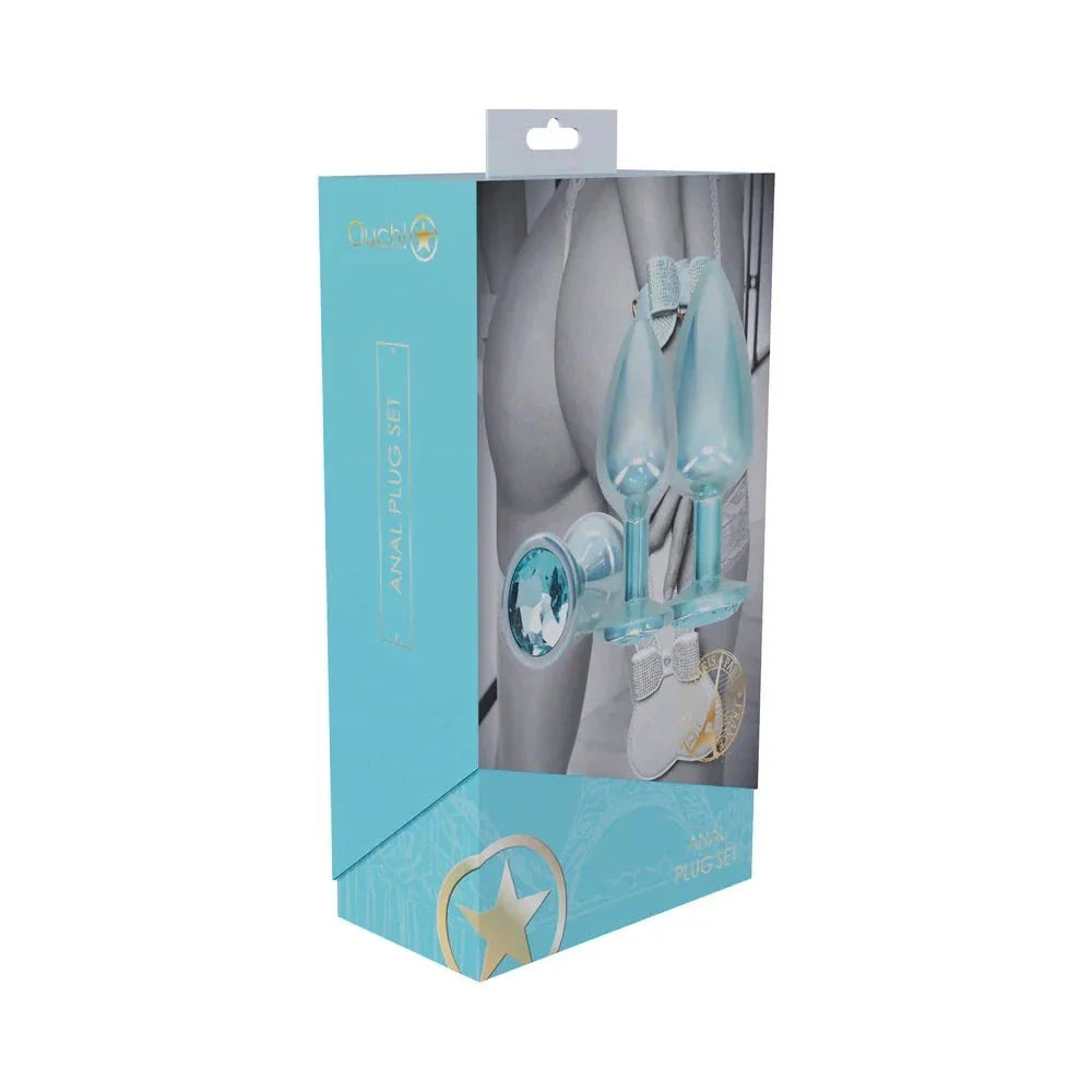 Ouch! International Paris Collection Metal Anal Plug Set Blue by Anal Toys & Stimulators