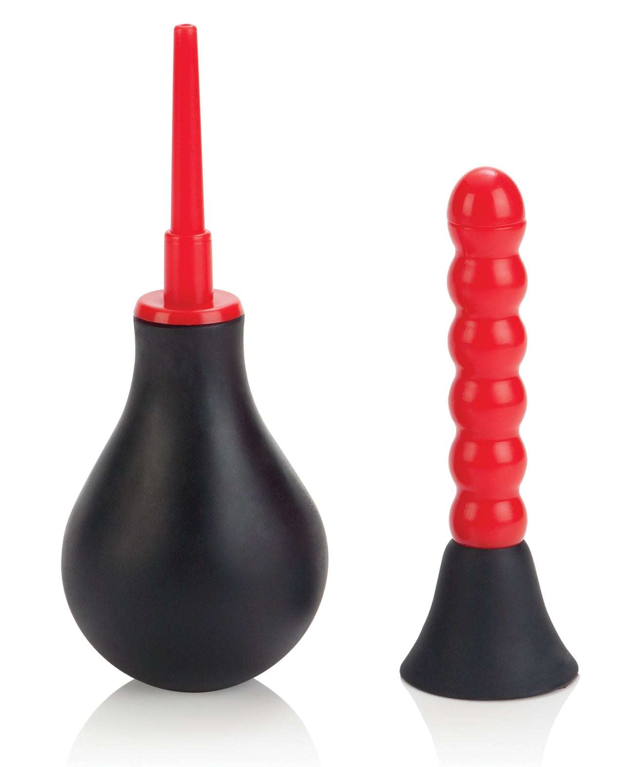 Colt Anal Douche with black EZ squeeze bulb and dual red tips for versatile cleaning