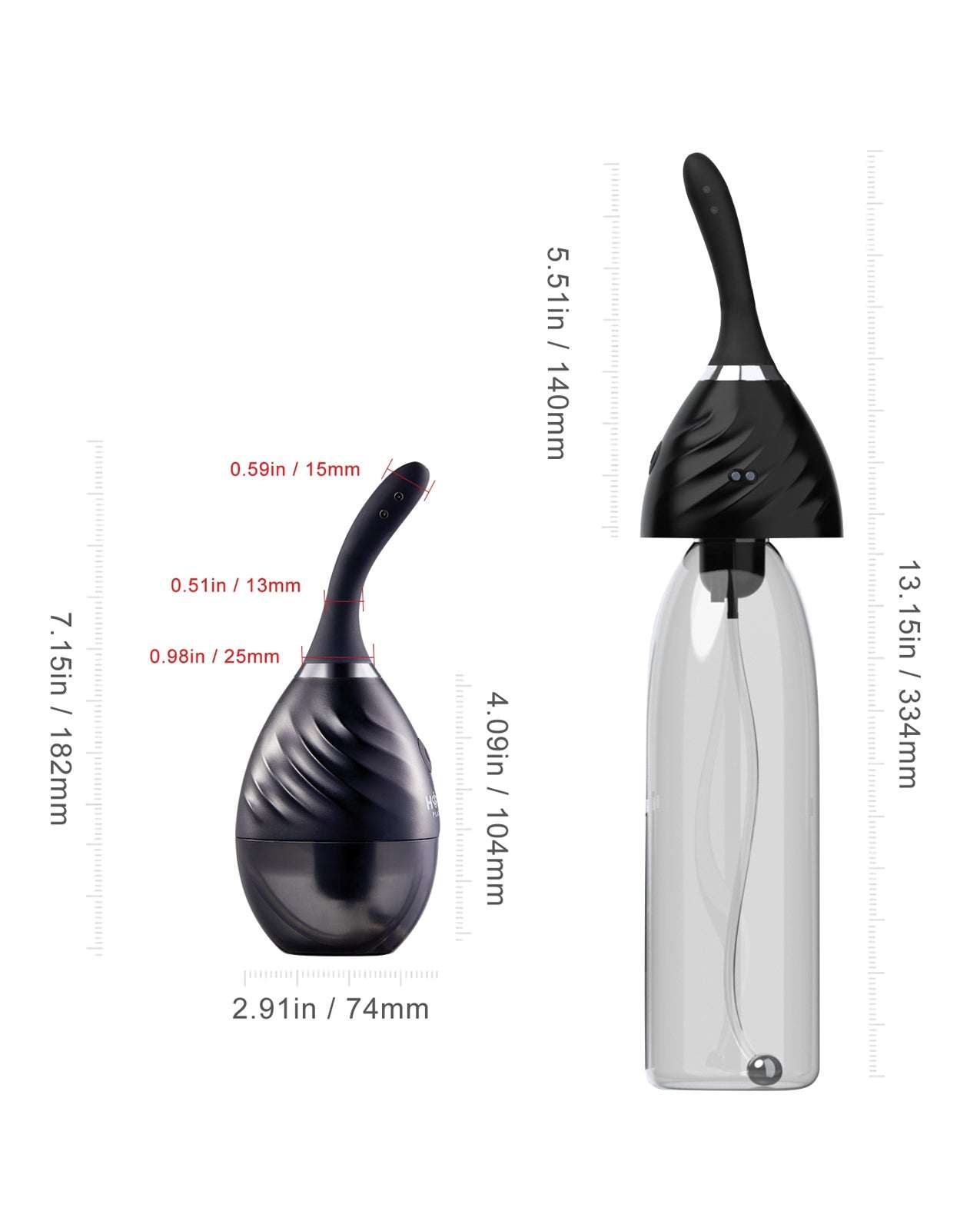 Bulby Auto Spray anal douche system in black with curved nozzle and multiple spray holes for thorough cleaning, compact and rechargeable.