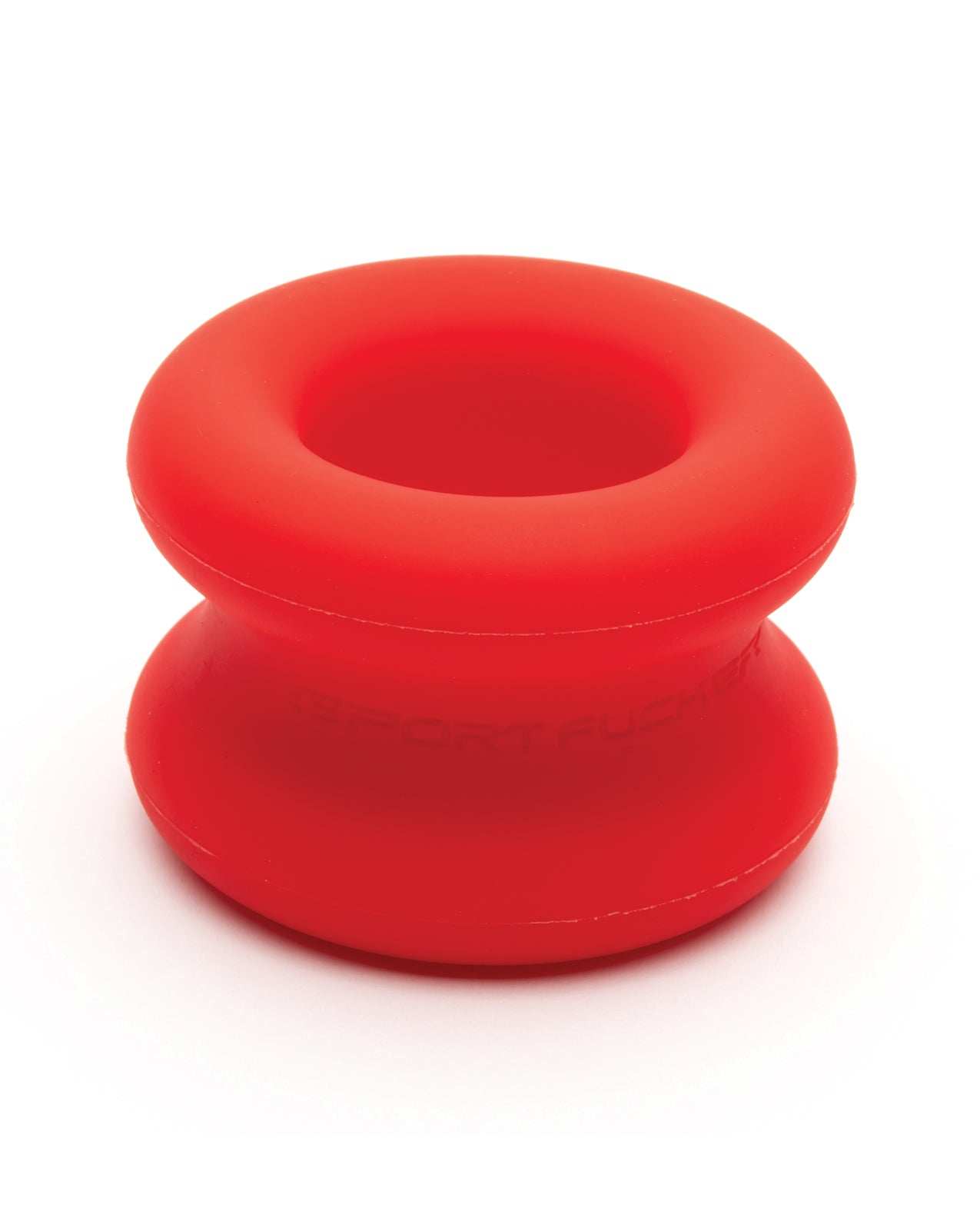 Red Sport Fucker Silicone Muscle Ball Stretcher with thick, comfortable, stretchy design