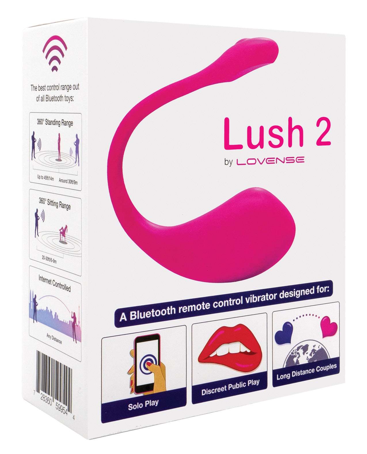 Lovense Lush 2.0 pink Bluetooth remote control vibrator with app sync for solo and long-distance play