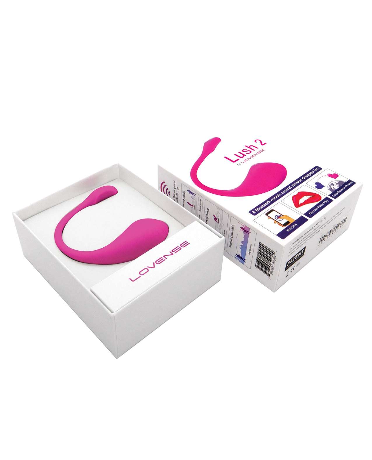 Lovense Lush 2.0 pink Bluetooth remote control vibrator with app connectivity and customizable vibration patterns.