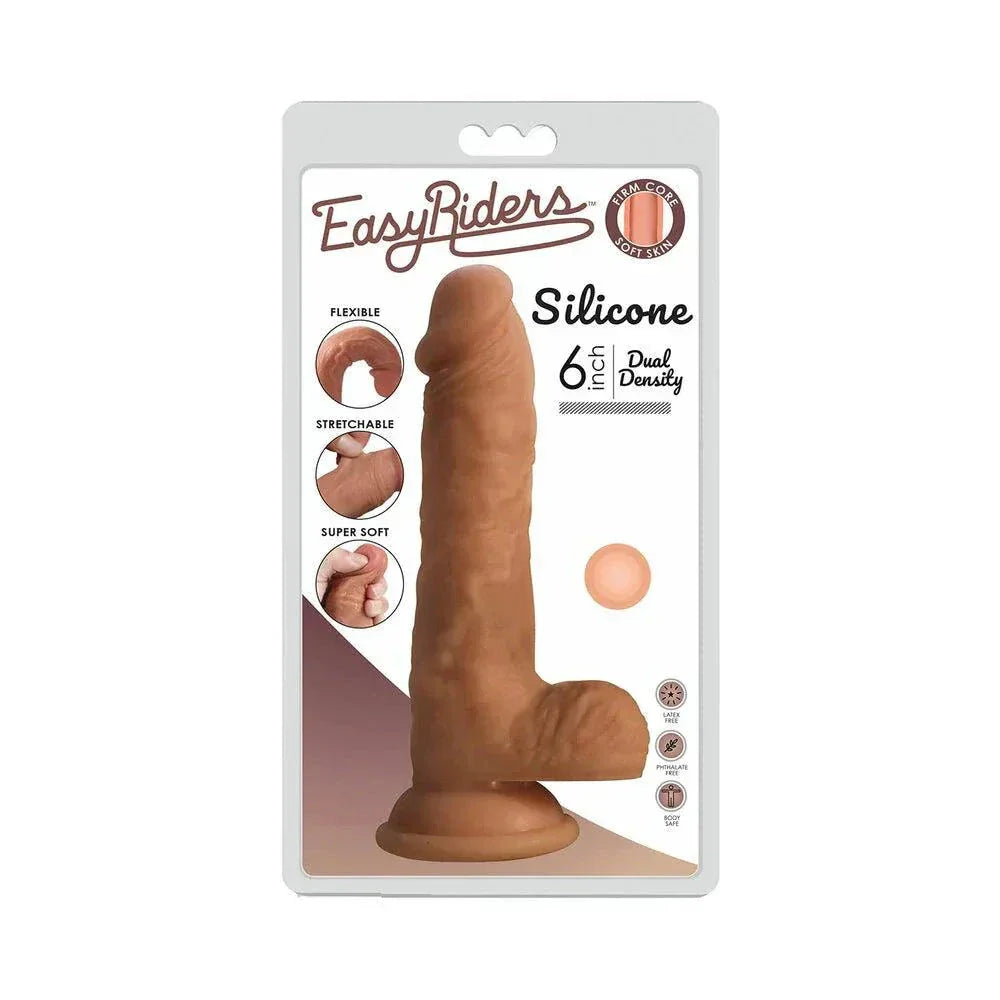 Curve Toys Easy Riders Dual Density Silicone Dildo with Balls & Suction Cup