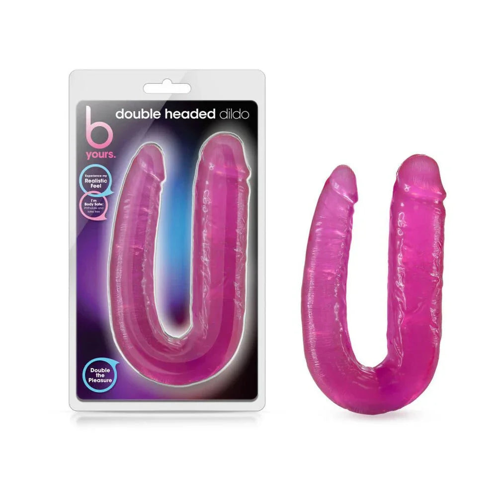 Pink 18-inch flexible double headed dildo with dual girth ends for versatile pleasure