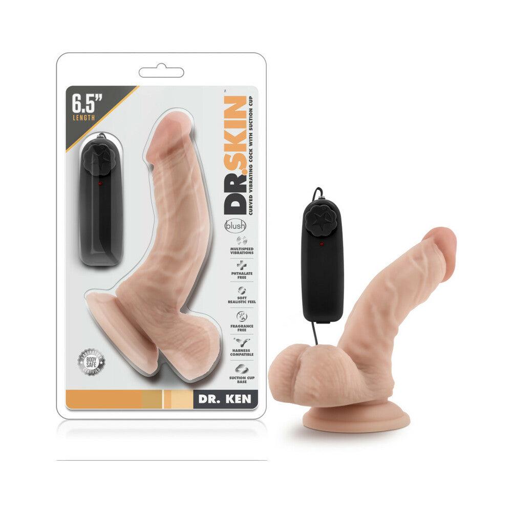 Dr. Skin Dr. Ken 6.5-inch beige realistic vibrating dildo with suction cup base and balls