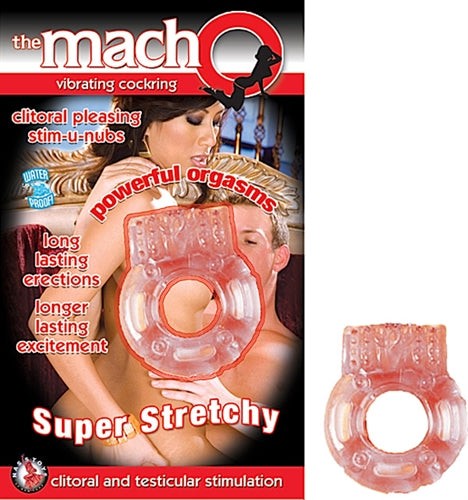 The Macho Vibrating super stretchy vibrating cock ring with nubby clitoral ticklers for powerful orgasms and long-lasting excitement