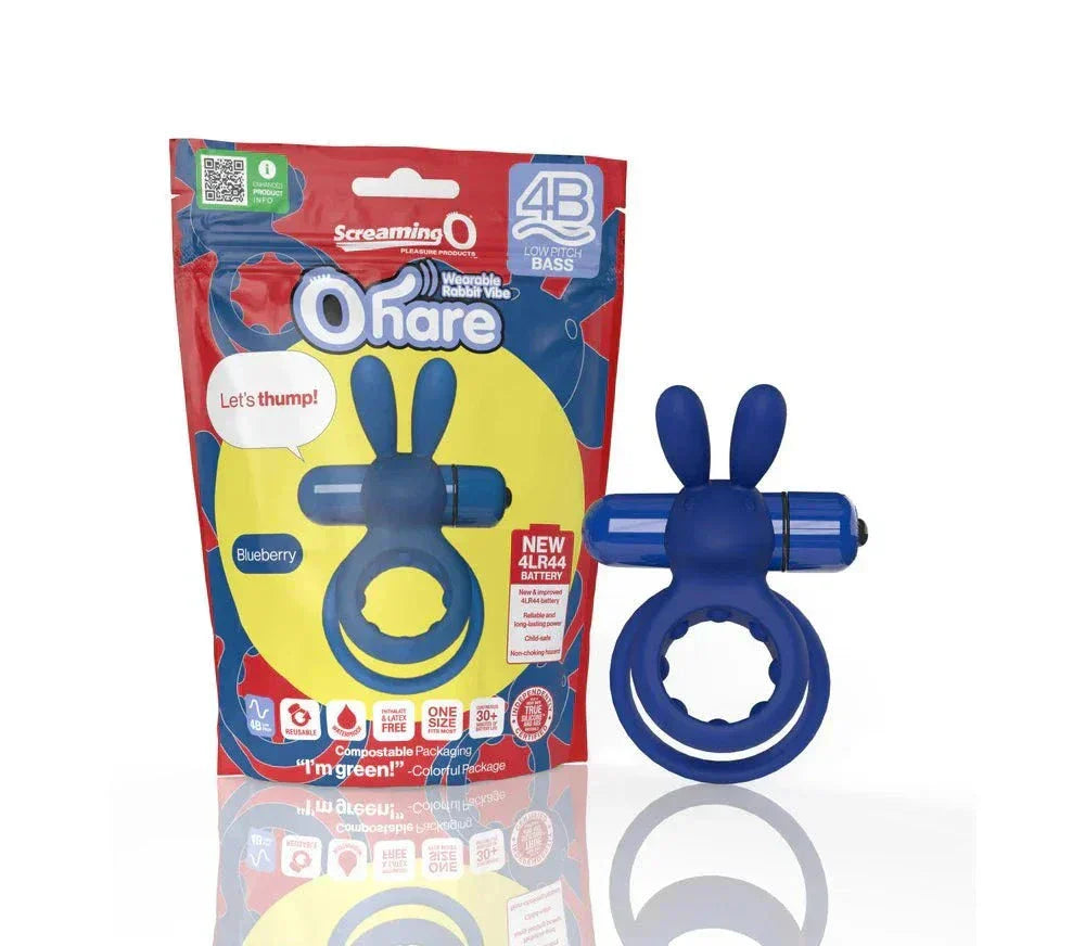 Screaming O 4B Ohare Vibrating Rabbit Double Cockring Blueberry by Cock & Balls
