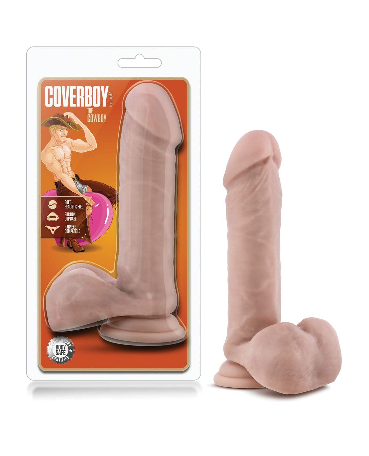 Blush Coverboy The Cowboy realistic suction cup dildo with phthalate-free PVC and harness compatibility