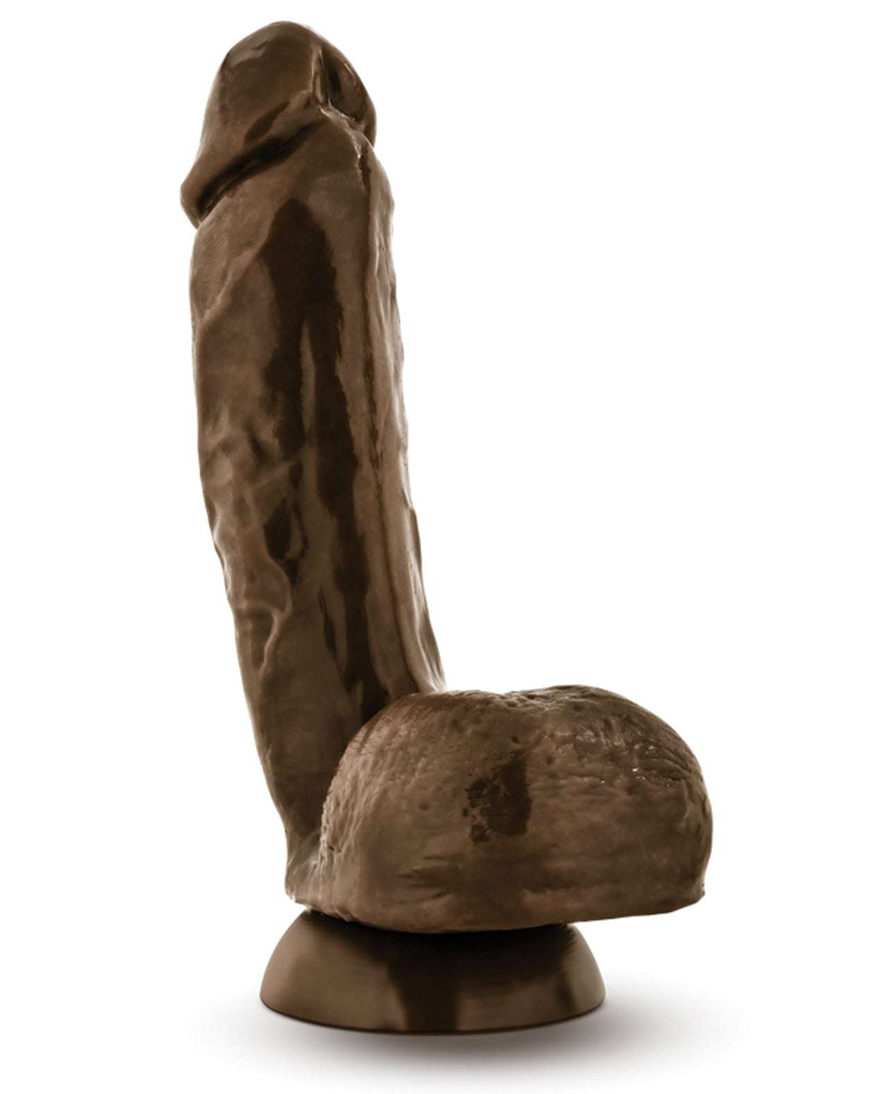 Brown Blush X5 Hard On Dong realistic dildo with suction cup base and fleshy balls, 8.5 inches long