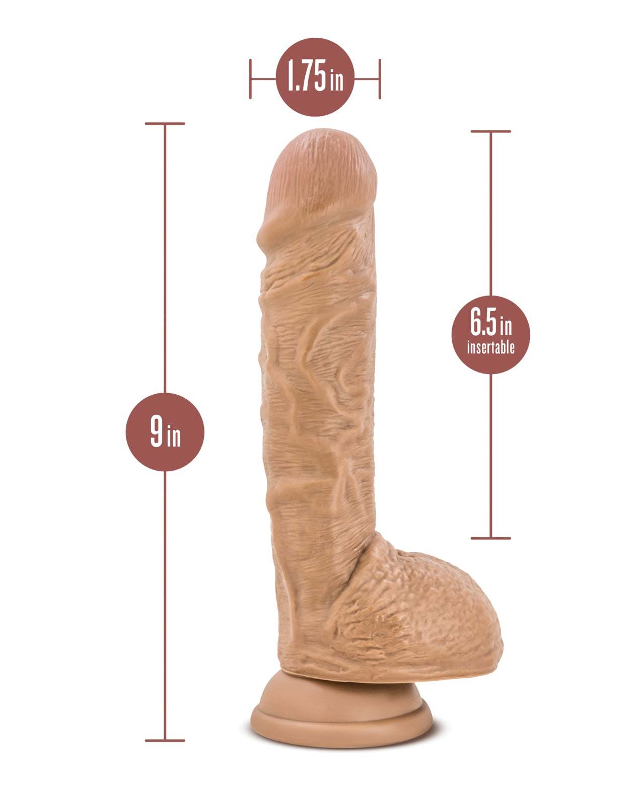 Blush Coverboy Personal Trainer Latin realistic dildo with 9-inch length and 1.75-inch width, body-safe PVC material