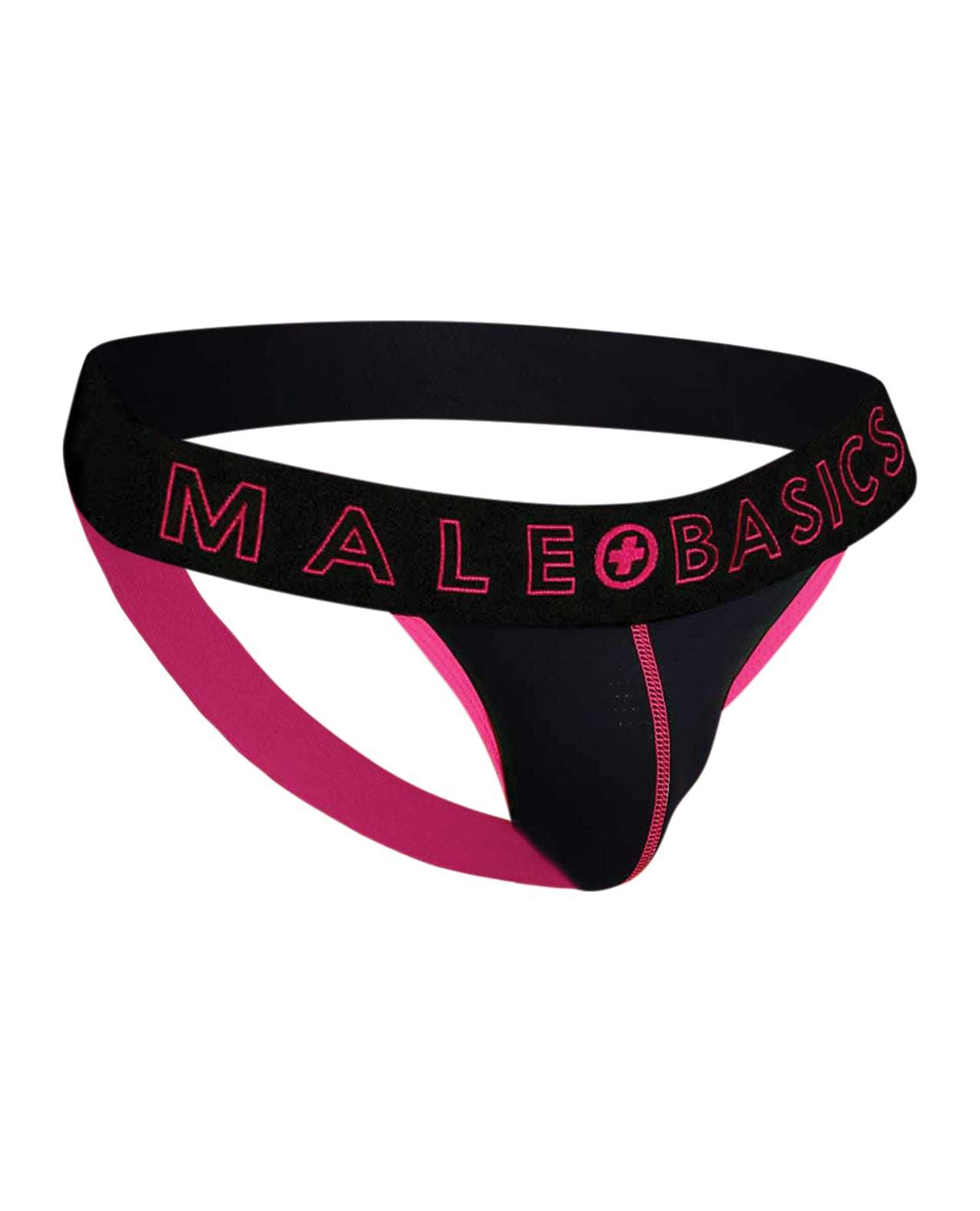Male Basics Neon Jockstrap in coral with bold waistband and breathable fabric