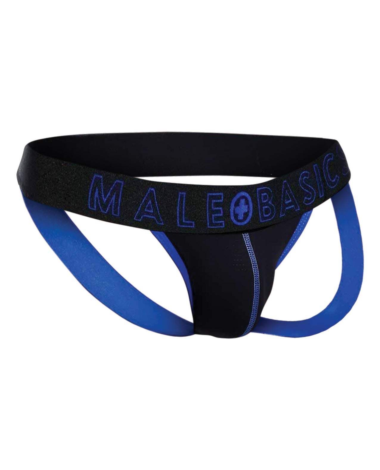 Male Basics Neon Jockstrap in royal blue with neon stitching and supportive design for men large size