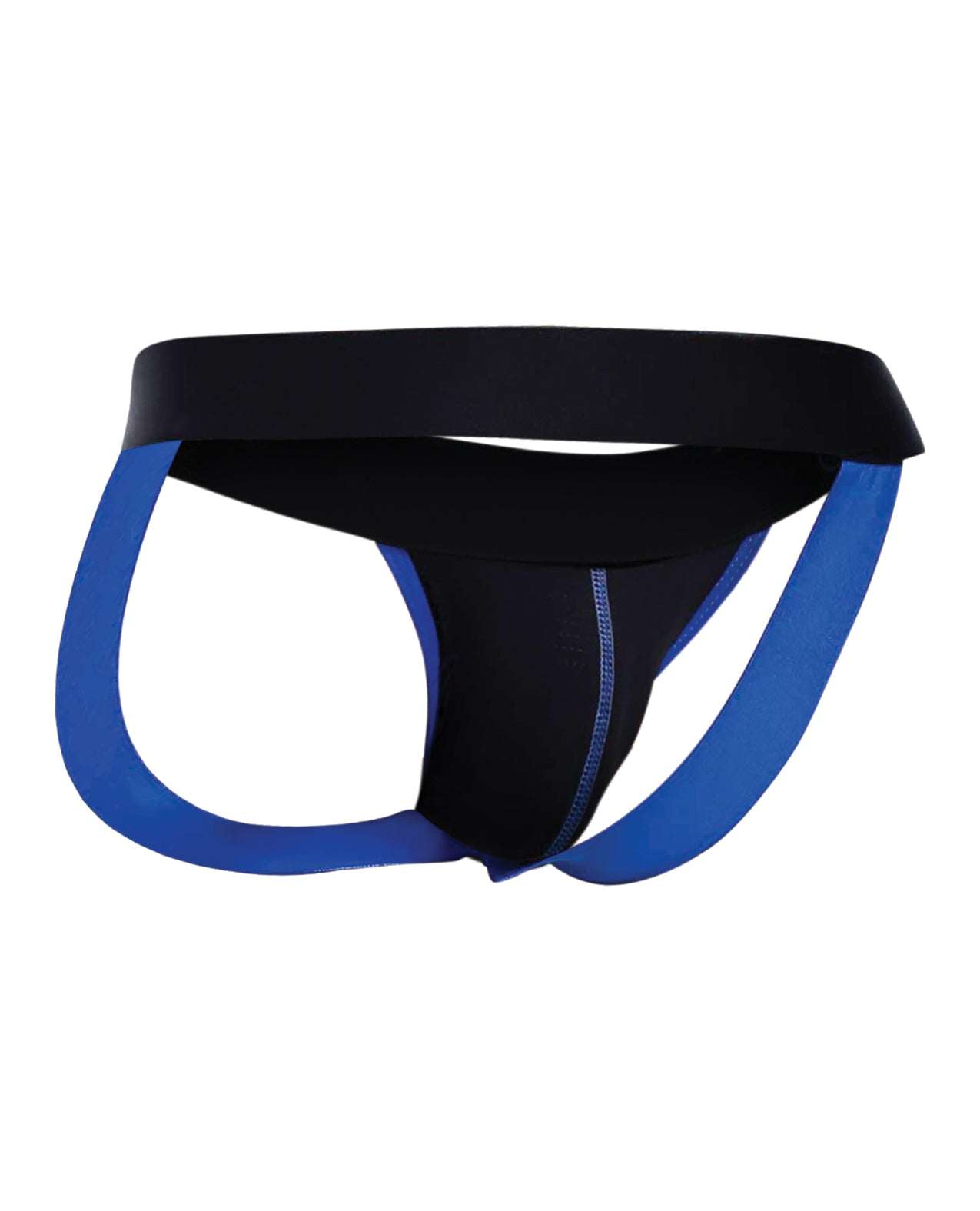 Male Basics Neon Jockstrap in royal blue with neon stitching and sporty design for men size large