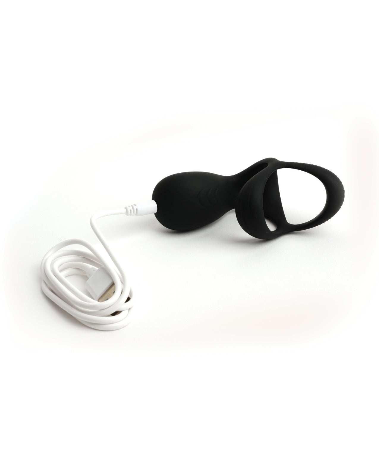 Sport Fucker Motovibe black liquid silicone rechargeable cockring with USB cable and wireless remote control