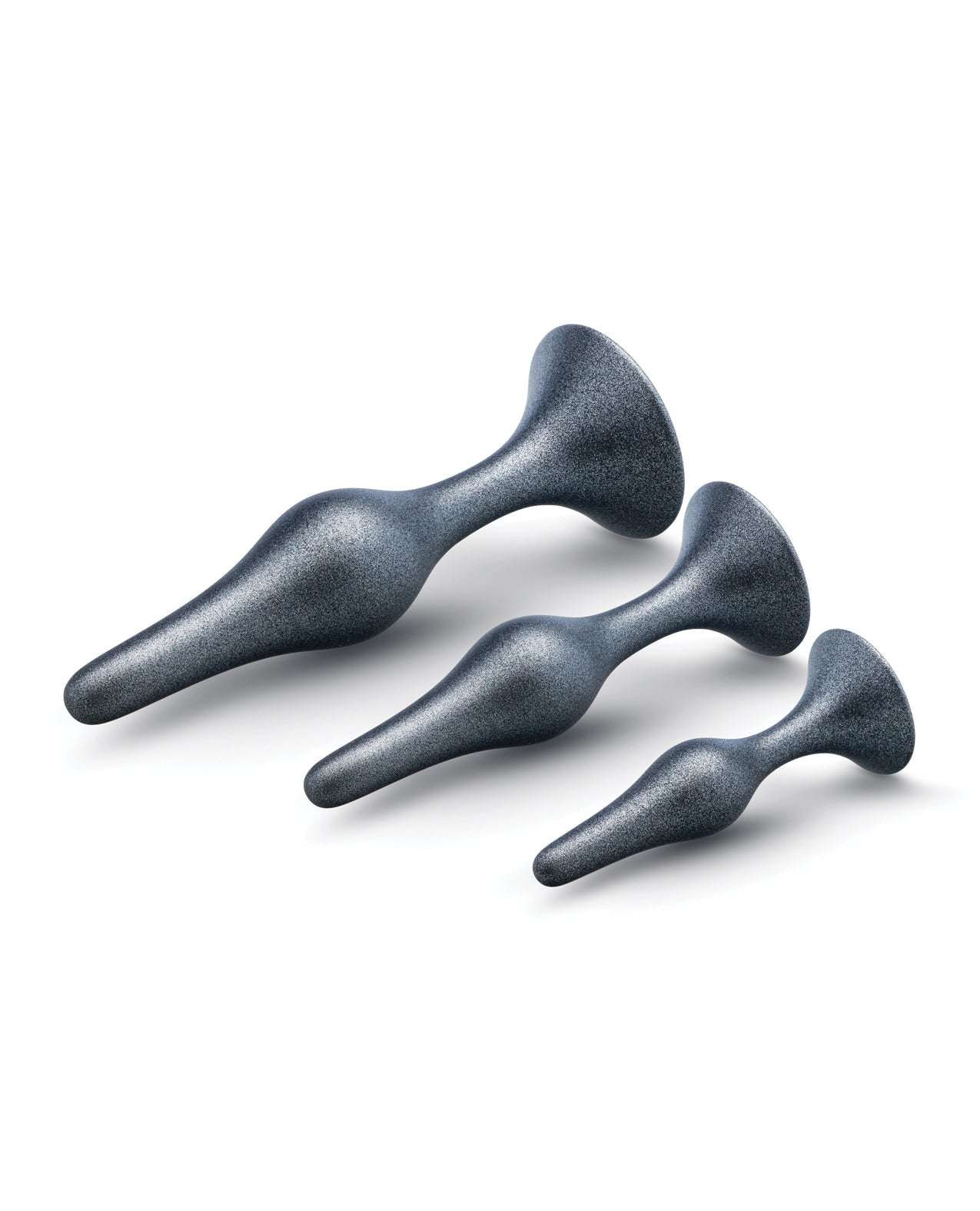 Blush Anal Adventures Matrix Genesis Plug Kit in silver with three graduated silicone anal plugs for safe and smooth anal play.