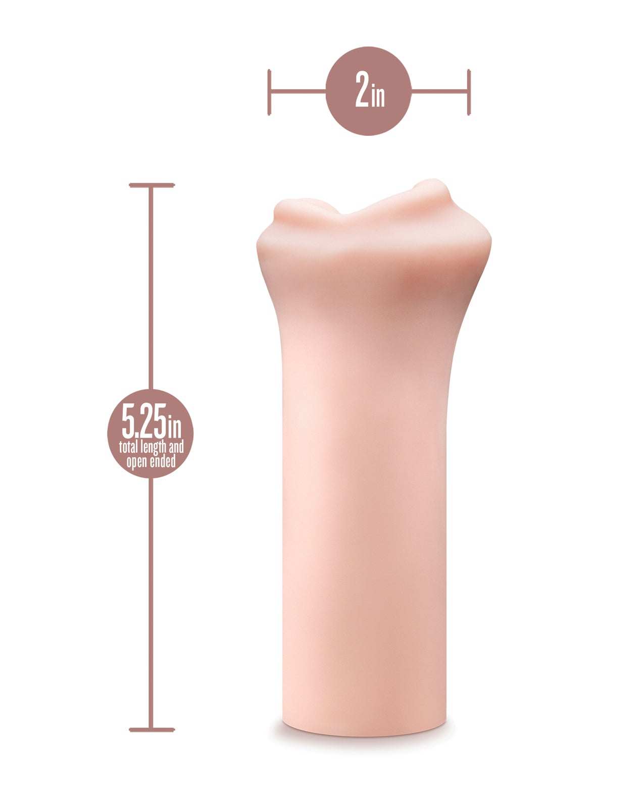 Blush EnLust Mouth Stroker Candi in flesh tone with 5.25-inch length and 2-inch diameter, designed for realistic, soft, ribbed interior pleasure.
