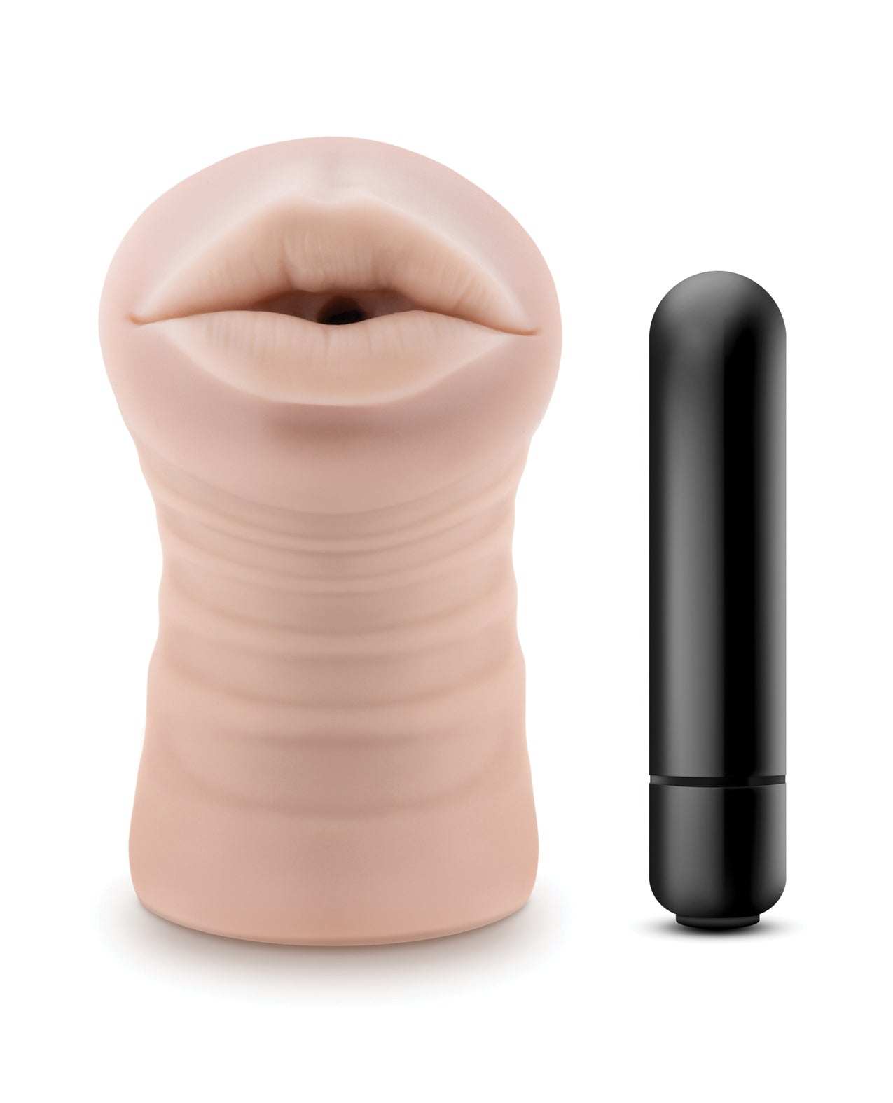 Blush EnLust Mouth Stroker with vibrating bullet in flesh tone designed for realistic mouth sensation and enhanced pleasure