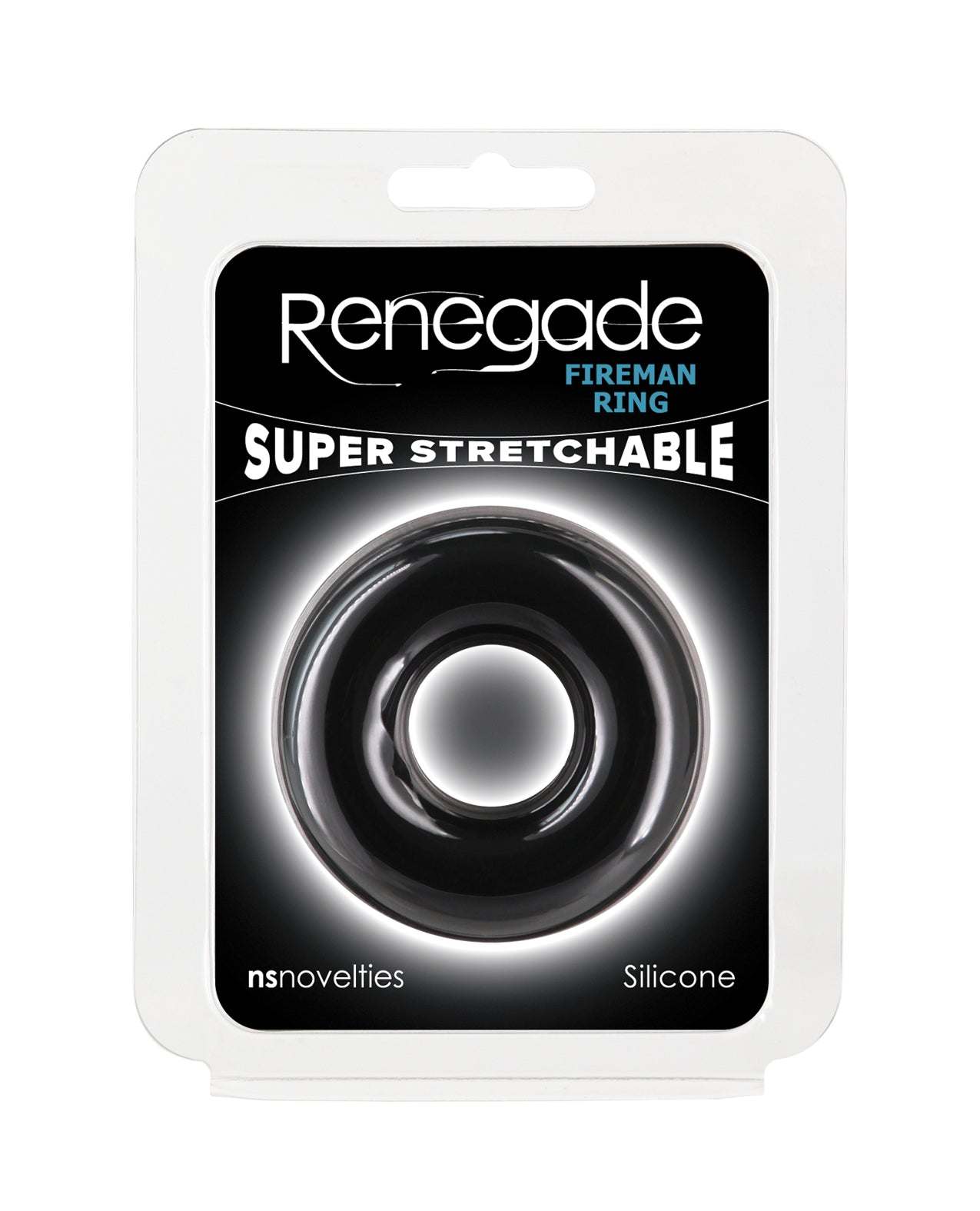 Renegade Fireman large black silicone cock ring super stretchable for prolonged performance and comfort