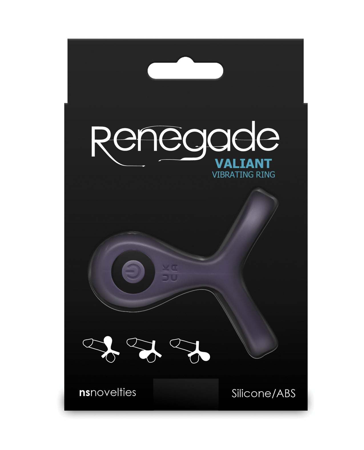 Renegade Valiant Vibrating Cock Ring in gray, body-safe silicone, rechargeable with 3 speeds and 7 vibration functions.