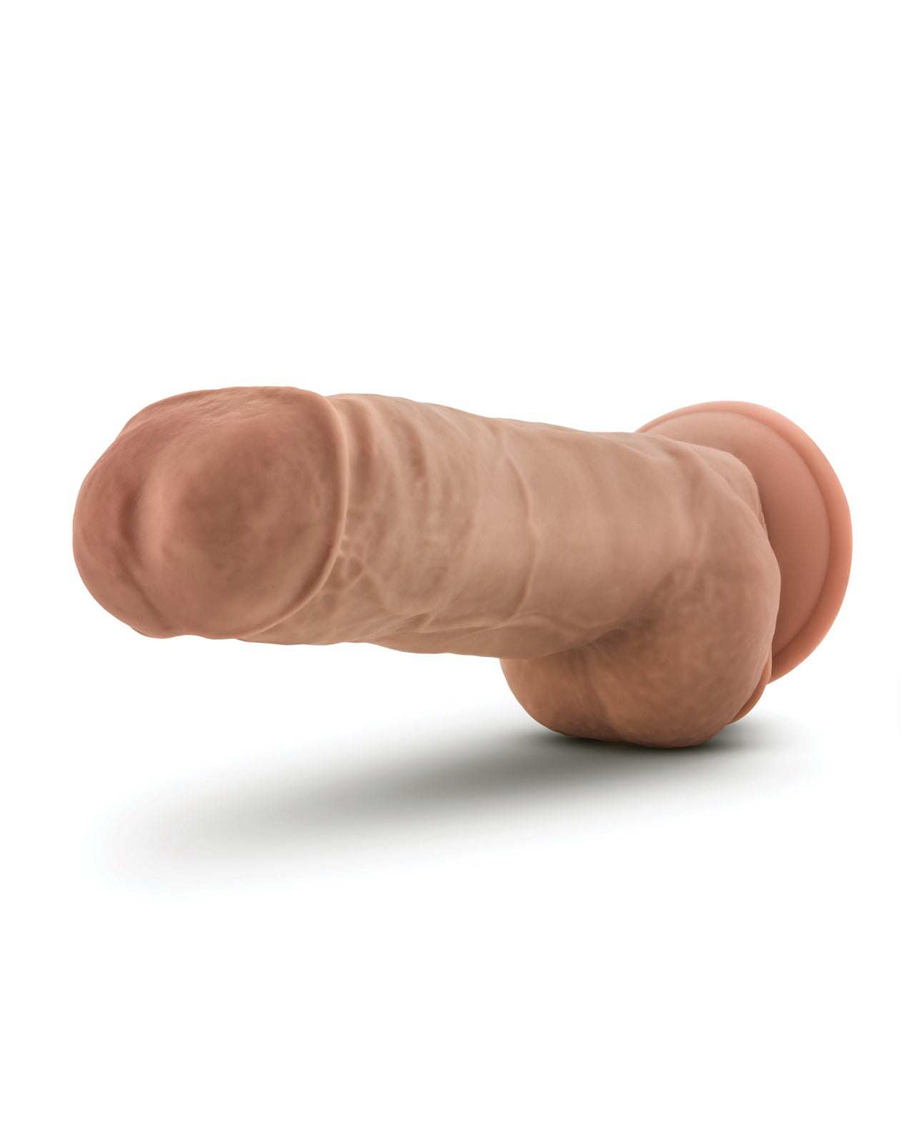 Blush Au Natural 10-inch realistic dildo in mocha with suction cup base and lifelike texture