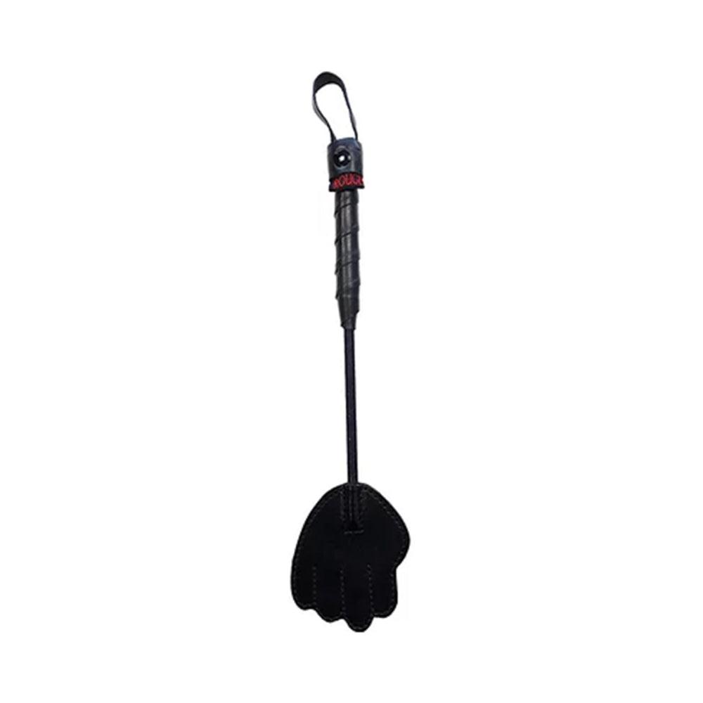 Rouge Mini Leather Hand Riding Crop in black with leather handle and heart-shaped tip