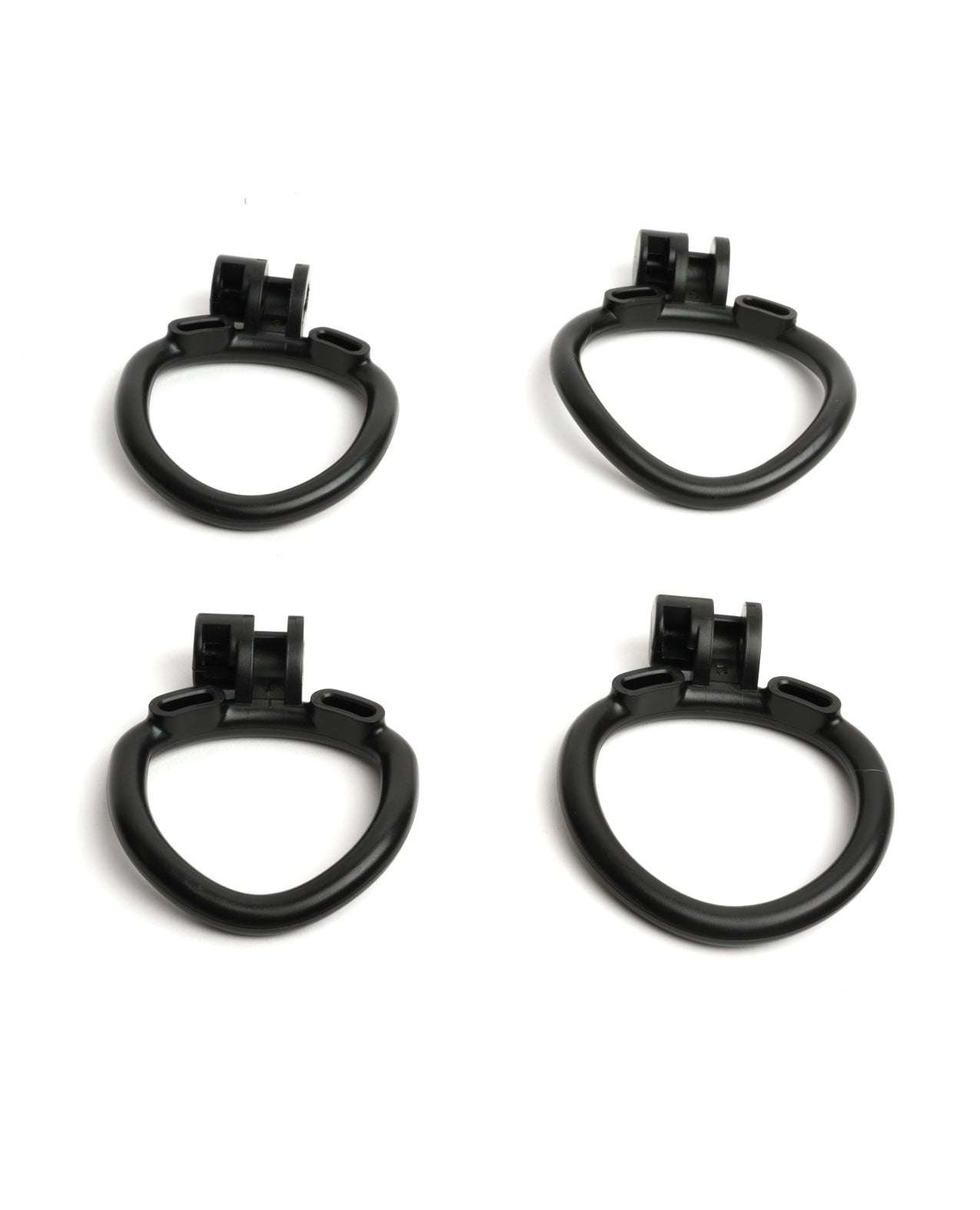 Set of four black ergonomic rings for Sport Fucker Cellmate FlexiSpike chastity cage size 3