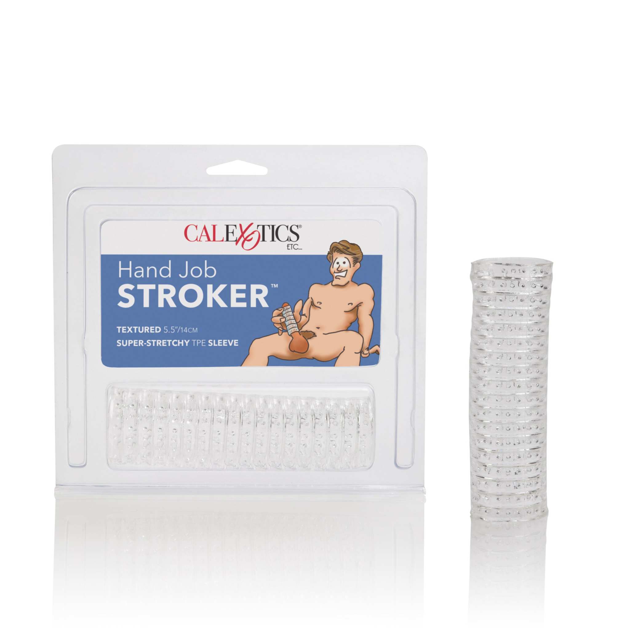 Hand Job Stroker textured super-stretchy masturbation sleeve 5.5 inches packaged and unwrapped