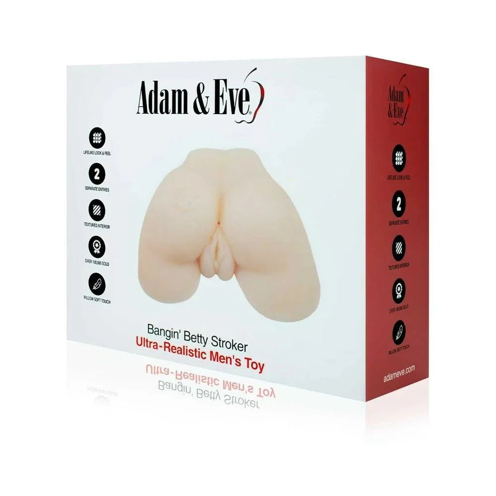 Adam & Eve Bangin' Betty ultra-realistic dual-entry men's stroker with textured interior and lifelike design