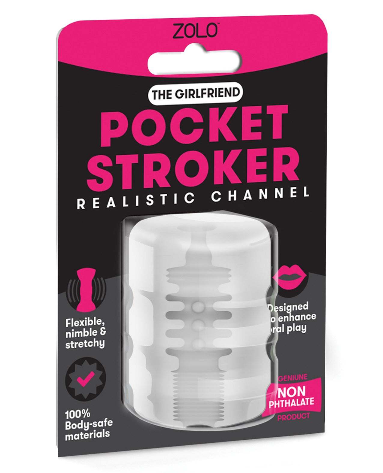 ZOLO Girlfriend Pocket Stroker flexible stretchy body-safe textured adult toy for oral play