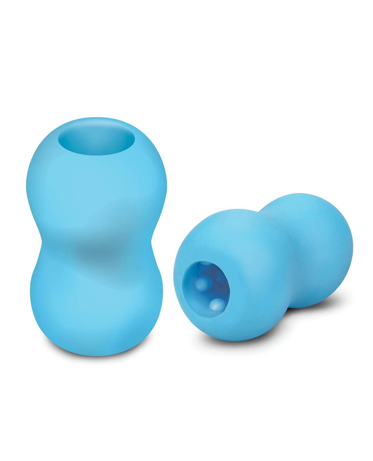 Zolo Mini Stroker blue textured double bubble male stroker for solo or partner play with renewing powder included