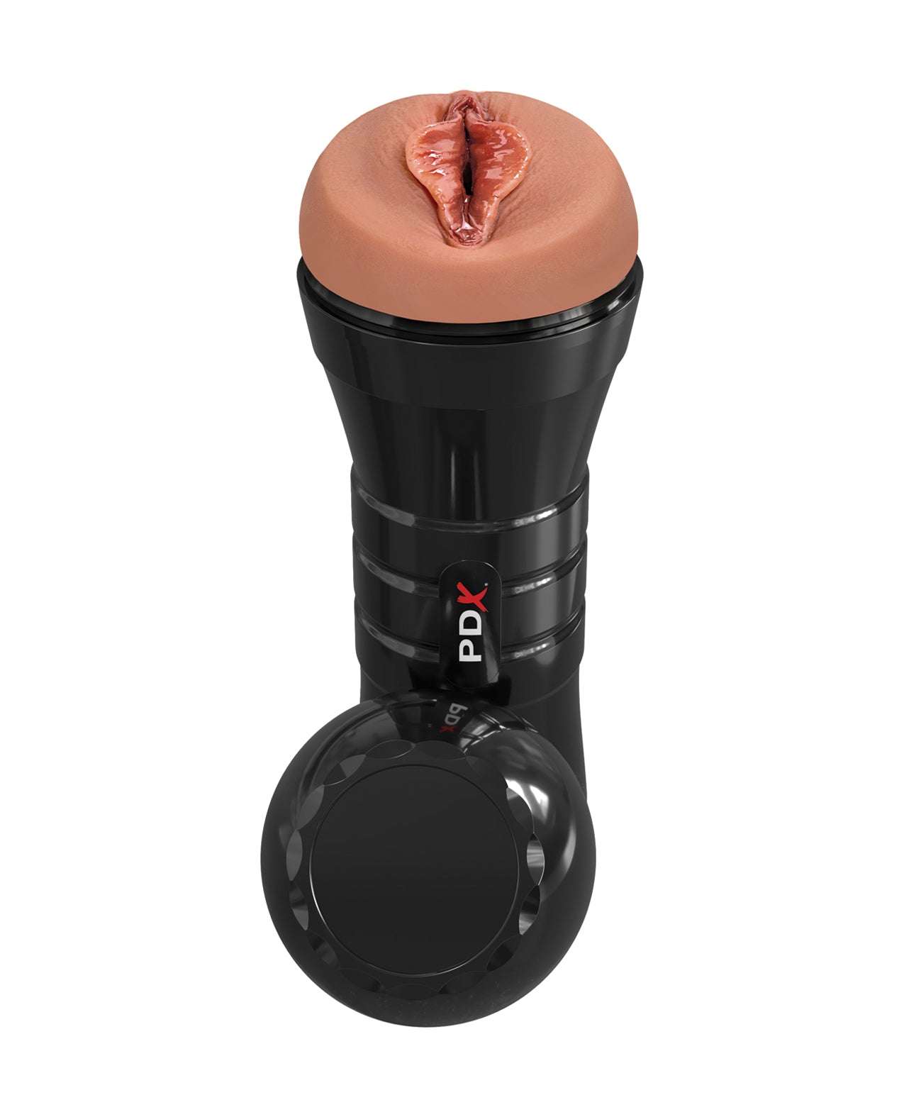 PDX Extreme Wet Pussies Super Luscious Lips XXL stroker in brown with black EZ-Grip case and realistic textured detail