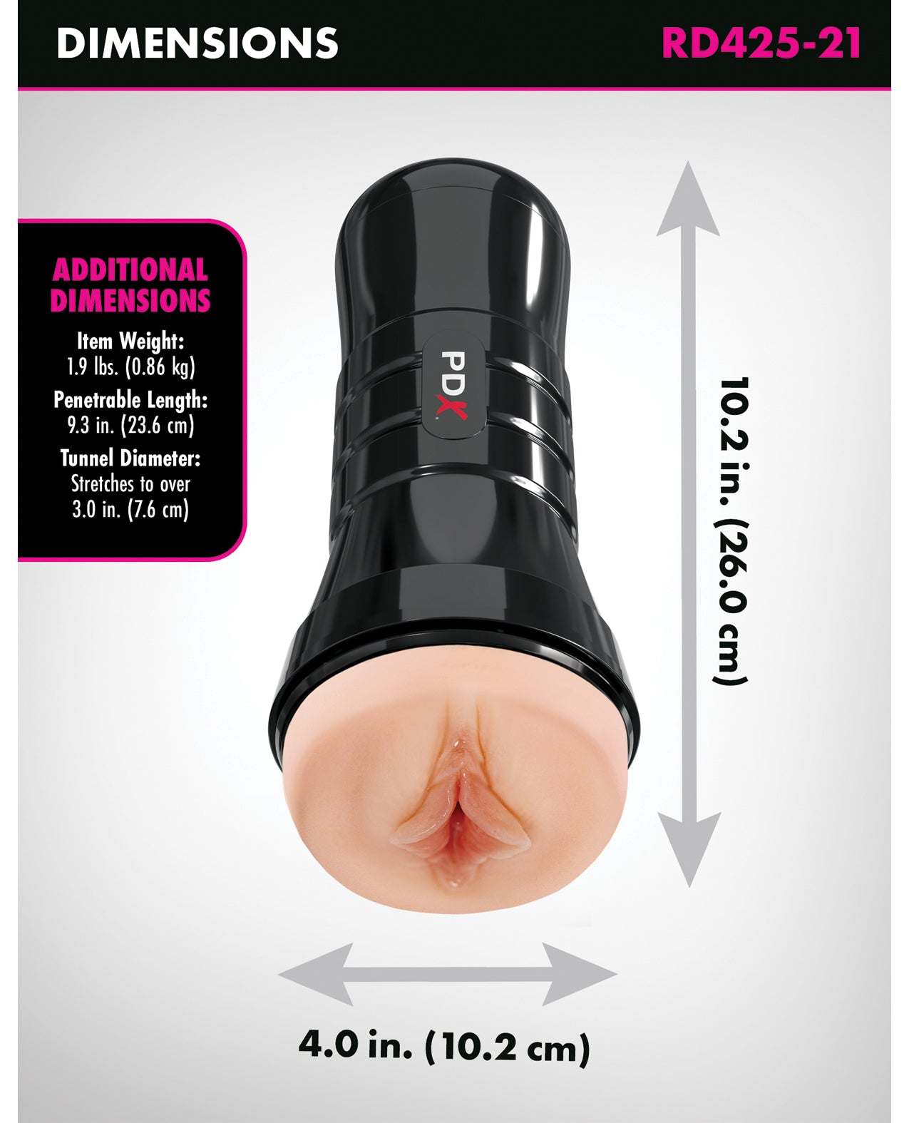 PDX Extreme Wet Pussies XXL stroker with realistic lips and adjustable suction control in black case