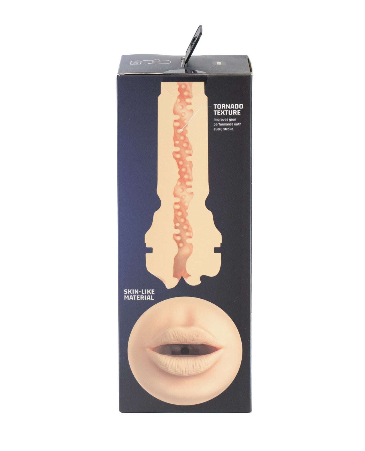 Kiiroo Feel Mouth Stroker in pale with skin-like material and tornado texture for realistic oral stimulation.